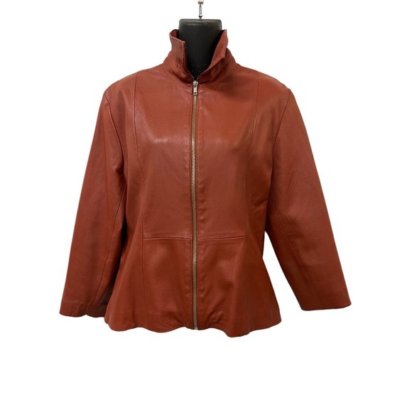 Simulassao Soft Leather Jacket Orange Fall - Picture 2 of 11